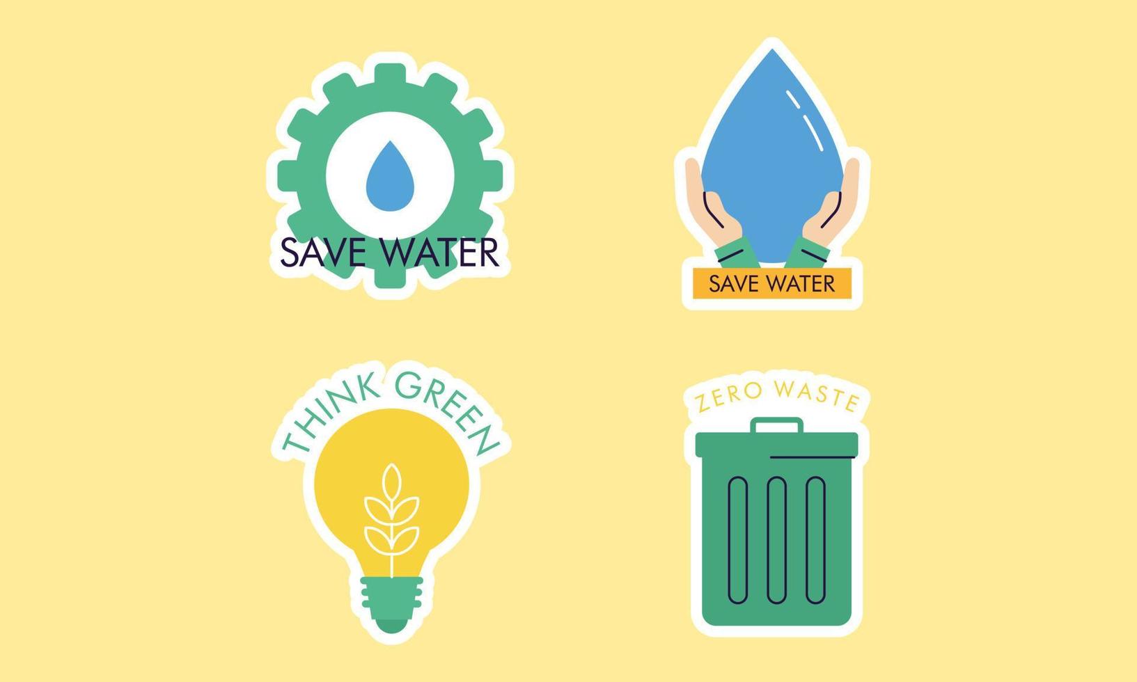 vlak ontwerp ecologie badges pak vector