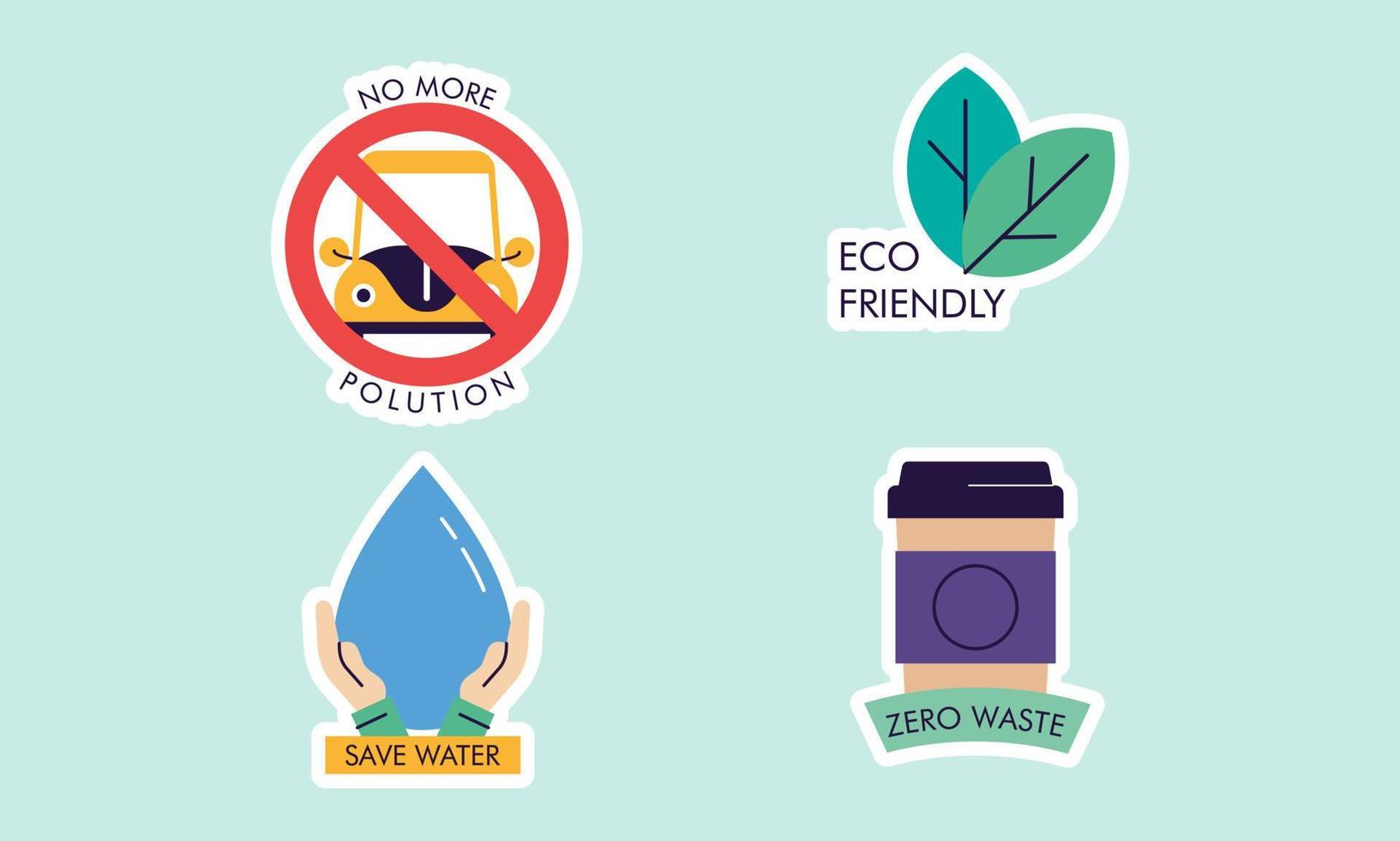 vlak ontwerp ecologie badges pak vector