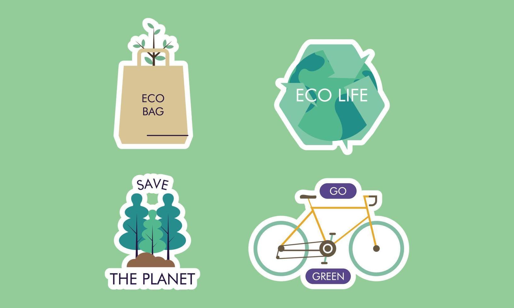 vlak ontwerp ecologie badges pak vector