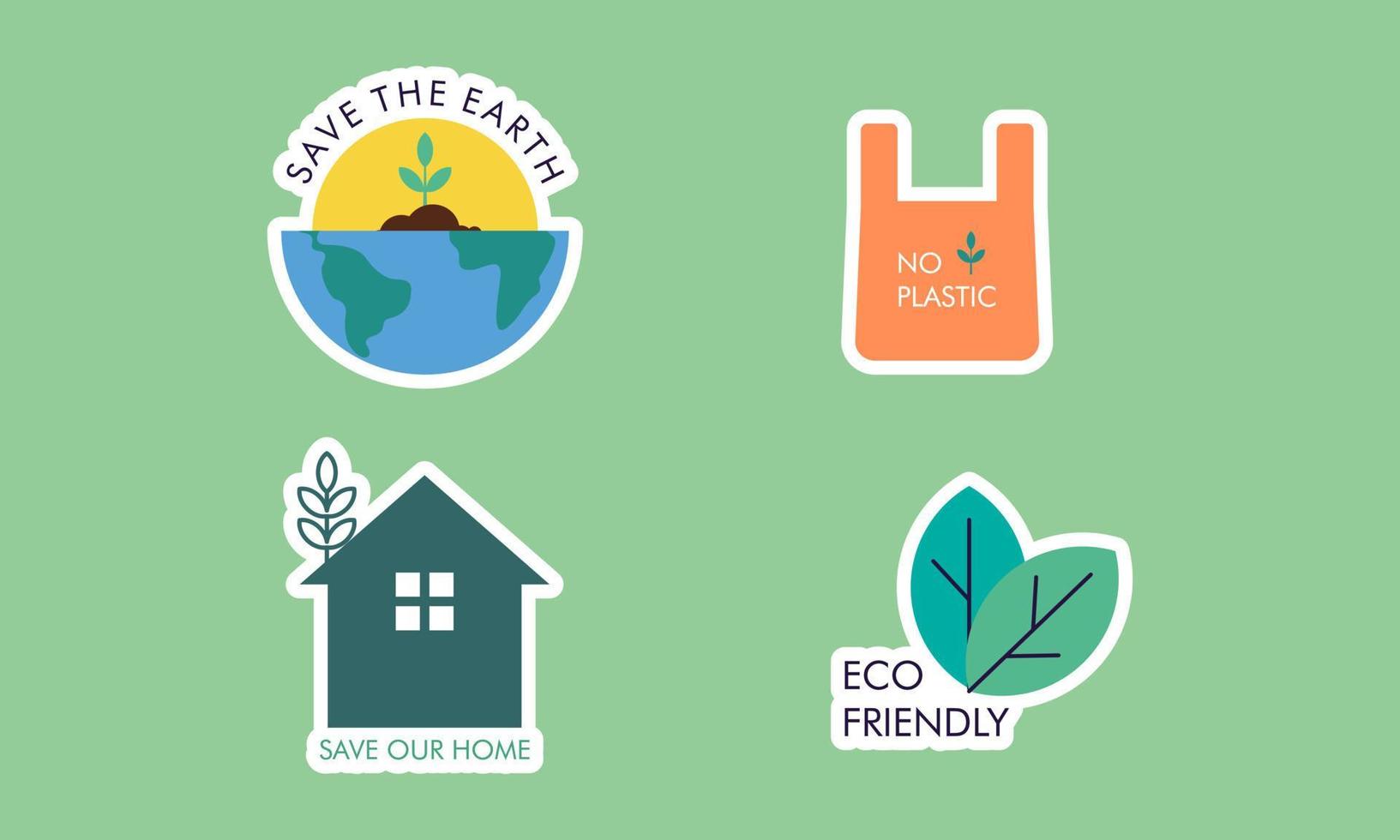 vlak ontwerp ecologie badges pak vector