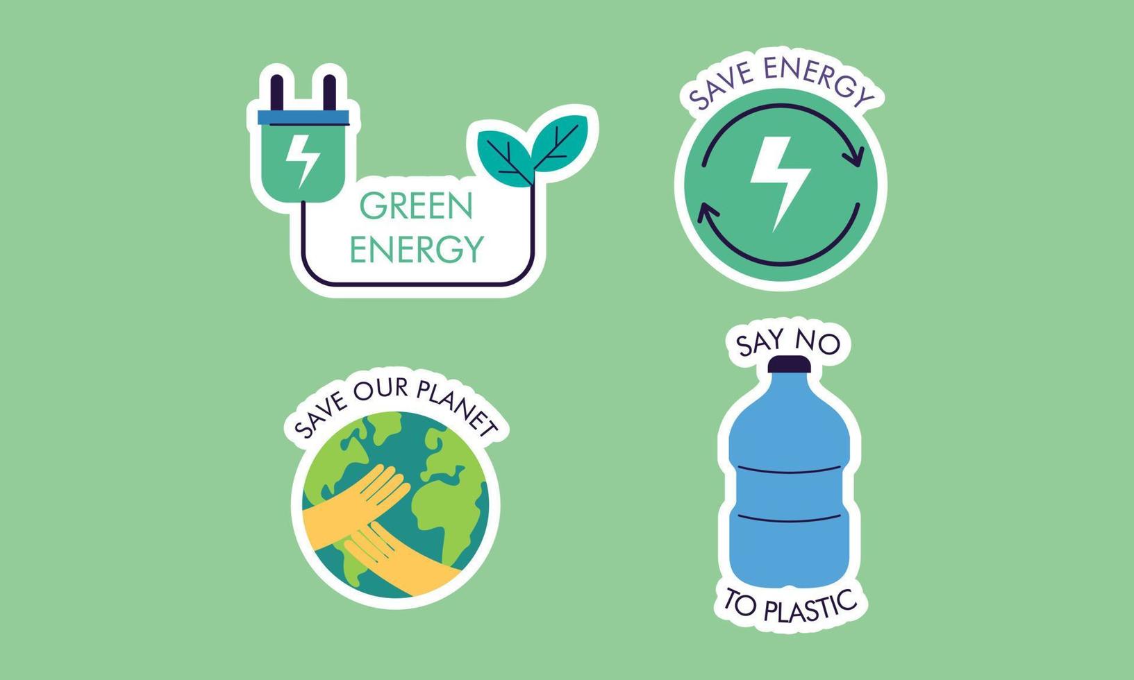 vlak ontwerp ecologie badges pak vector