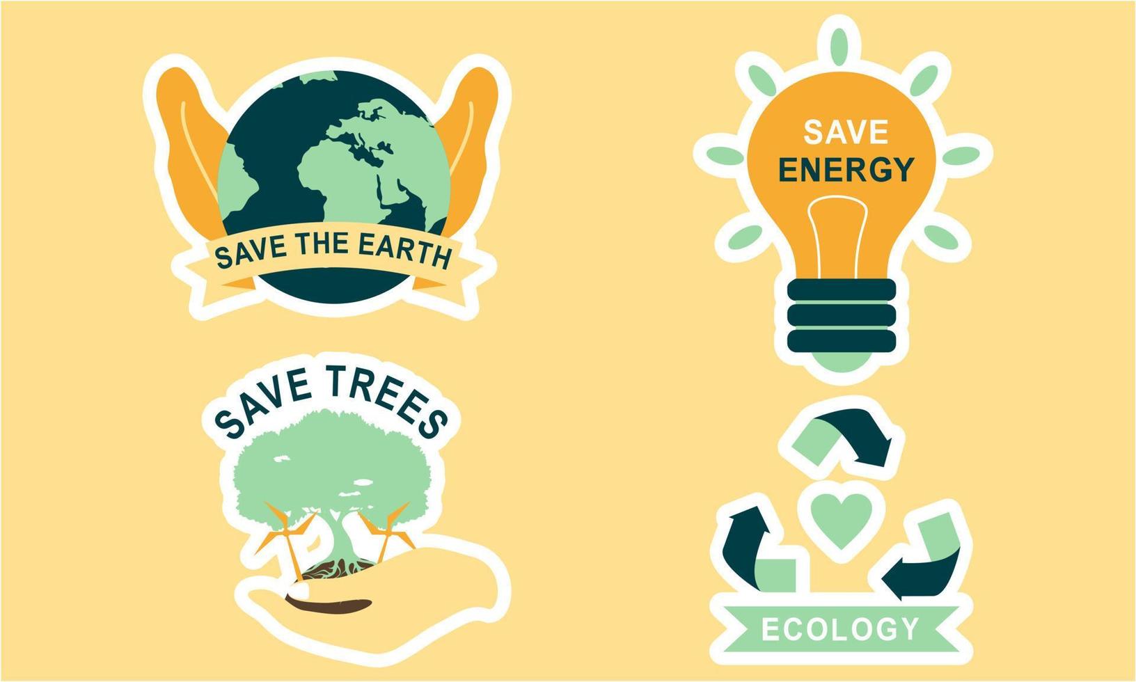 vlak ontwerp ecologie badges pak vector