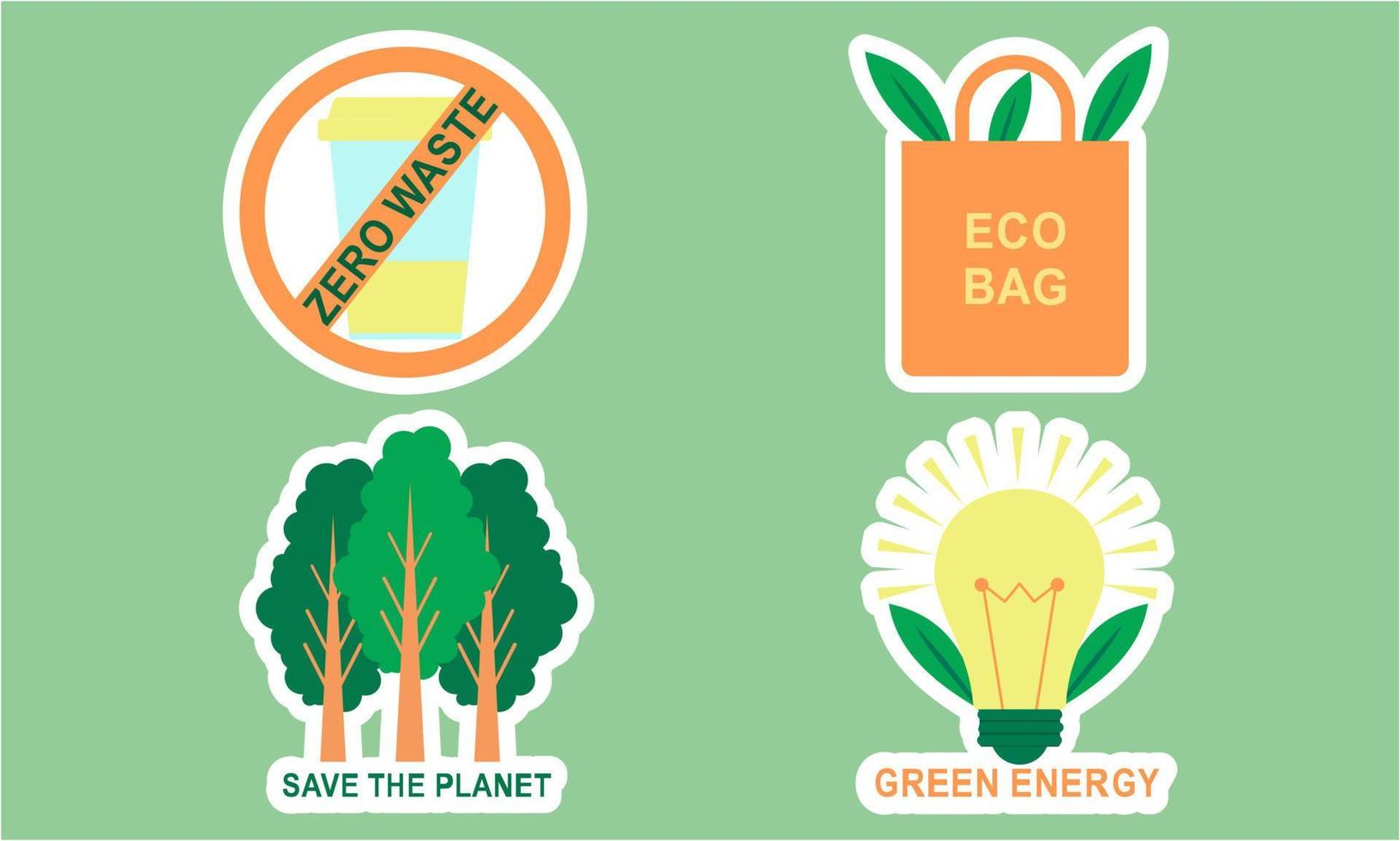 vlak ontwerp ecologie badges pak vector