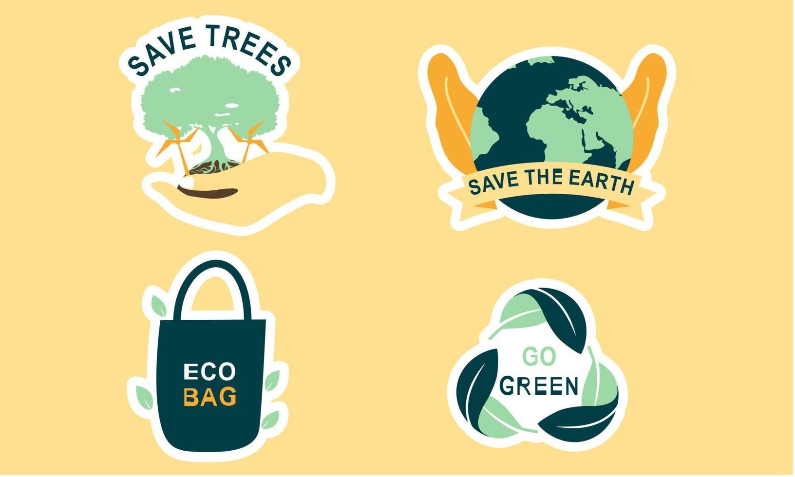 vlak ontwerp ecologie badges pak vector