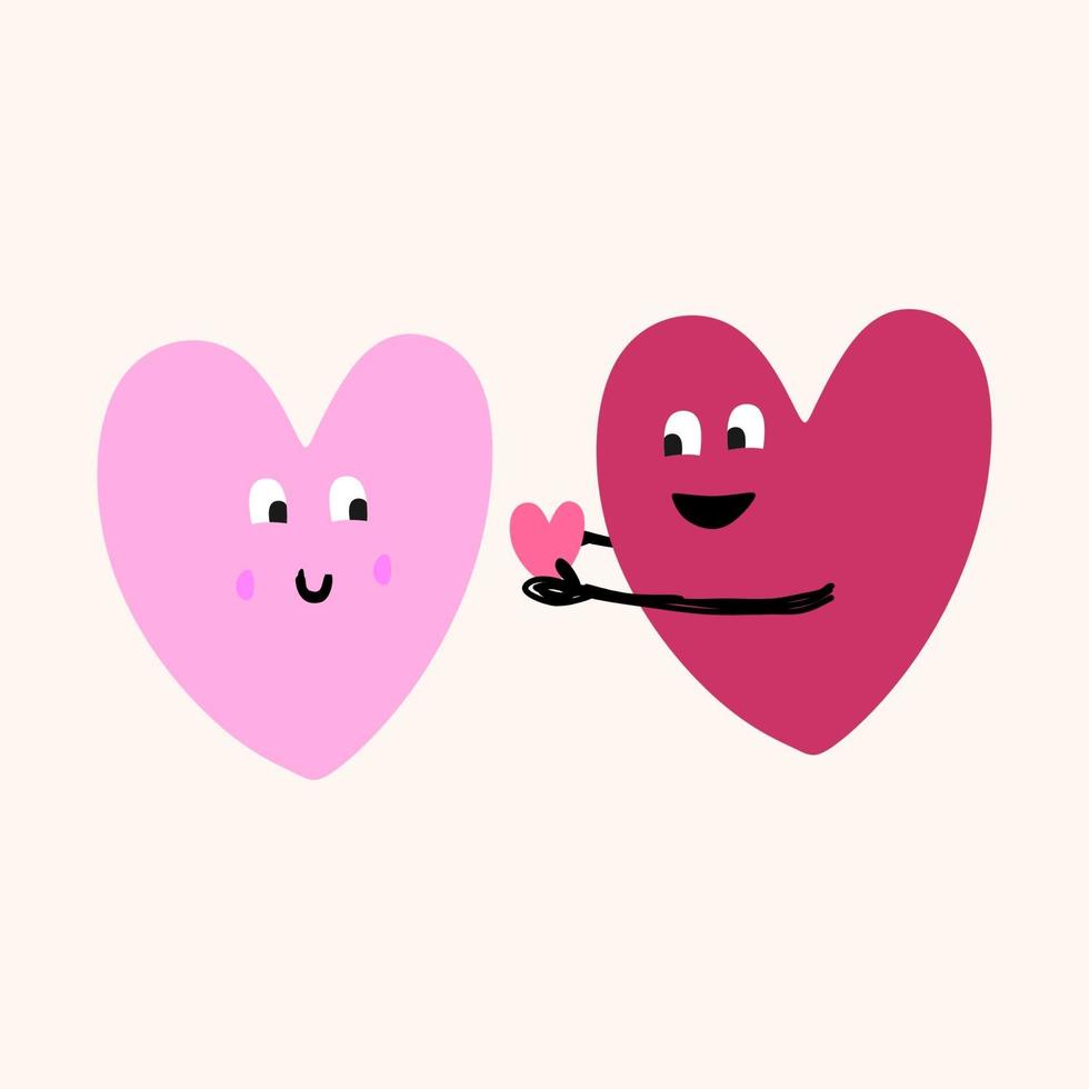 hart pictogram, symbool van liefde. een stel dat een hart vasthoudt om aan vriendin te geven. romantisch moment. gelukkig Valentijnsdag thema geïsoleerd op een witte achtergrond. vlakke stijl modern ontwerp vectorillustratie. vector