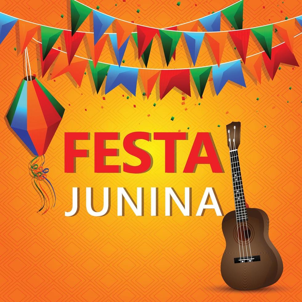 festa junina achtergrond met element van kleurrijke papieren lantaarn vector