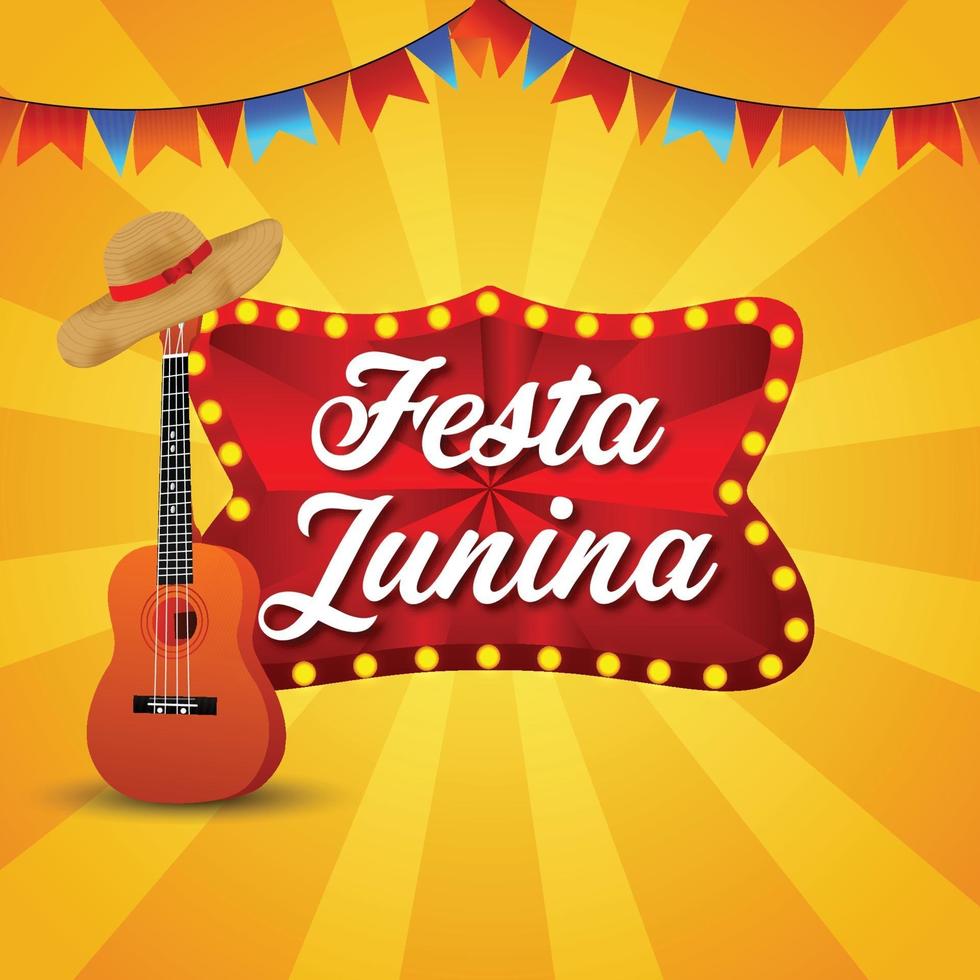 festa junina braziliaans evenement met vectorelement gitaar vector