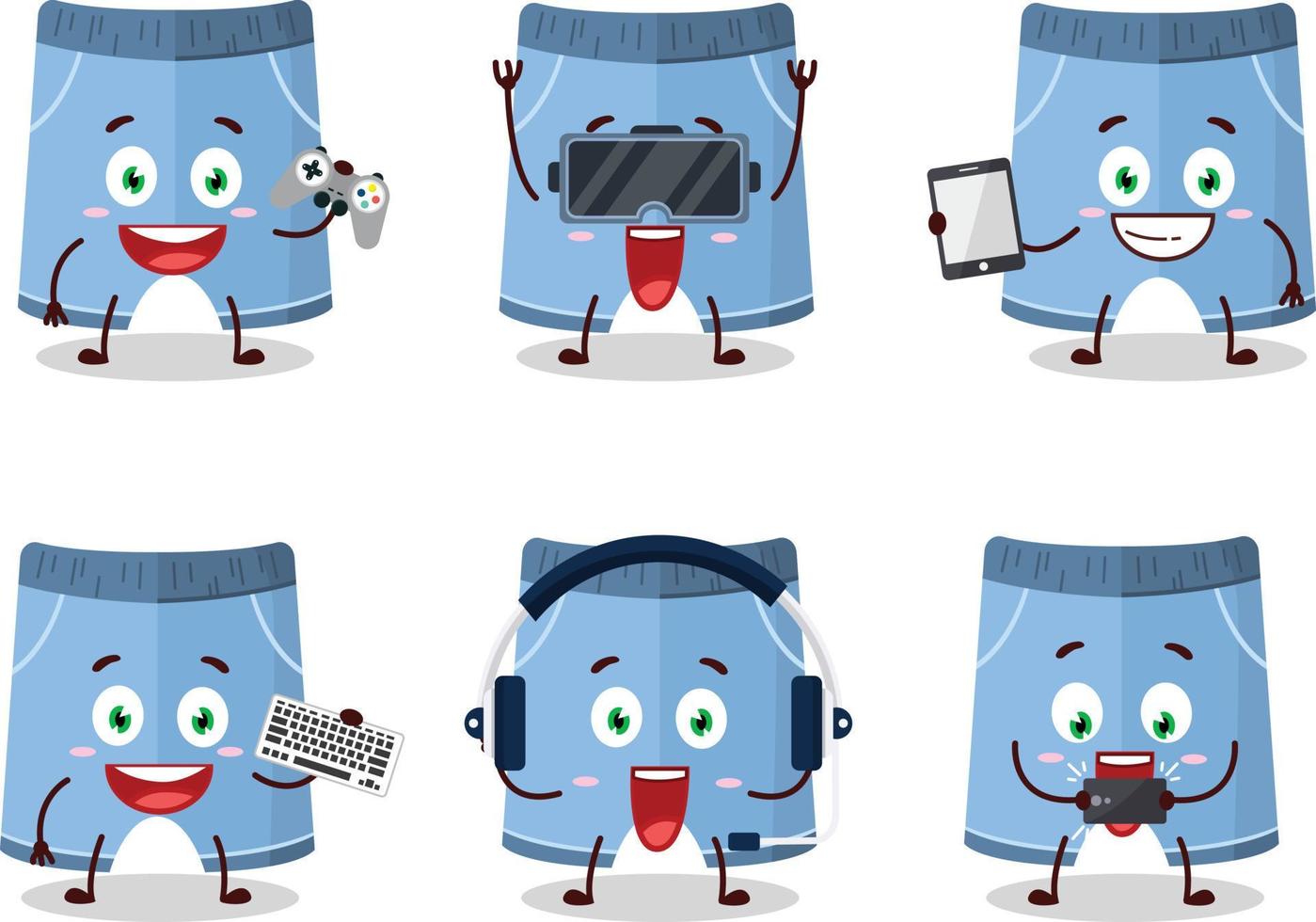 shorts tekenfilm karakter zijn spelen spellen met divers schattig emoticons vector