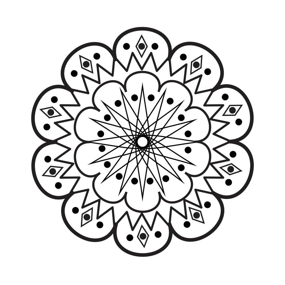 cirkelvormig patroon in de vorm van mandala voor henna, mehndi, tatoeage, decoratie. decoratief ornament in etnische oosterse stijl. kleurboek pagina. vector