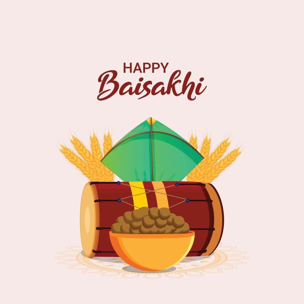 sikh festival gelukkige vaisakhi vectorillustratie en achtergrond vector