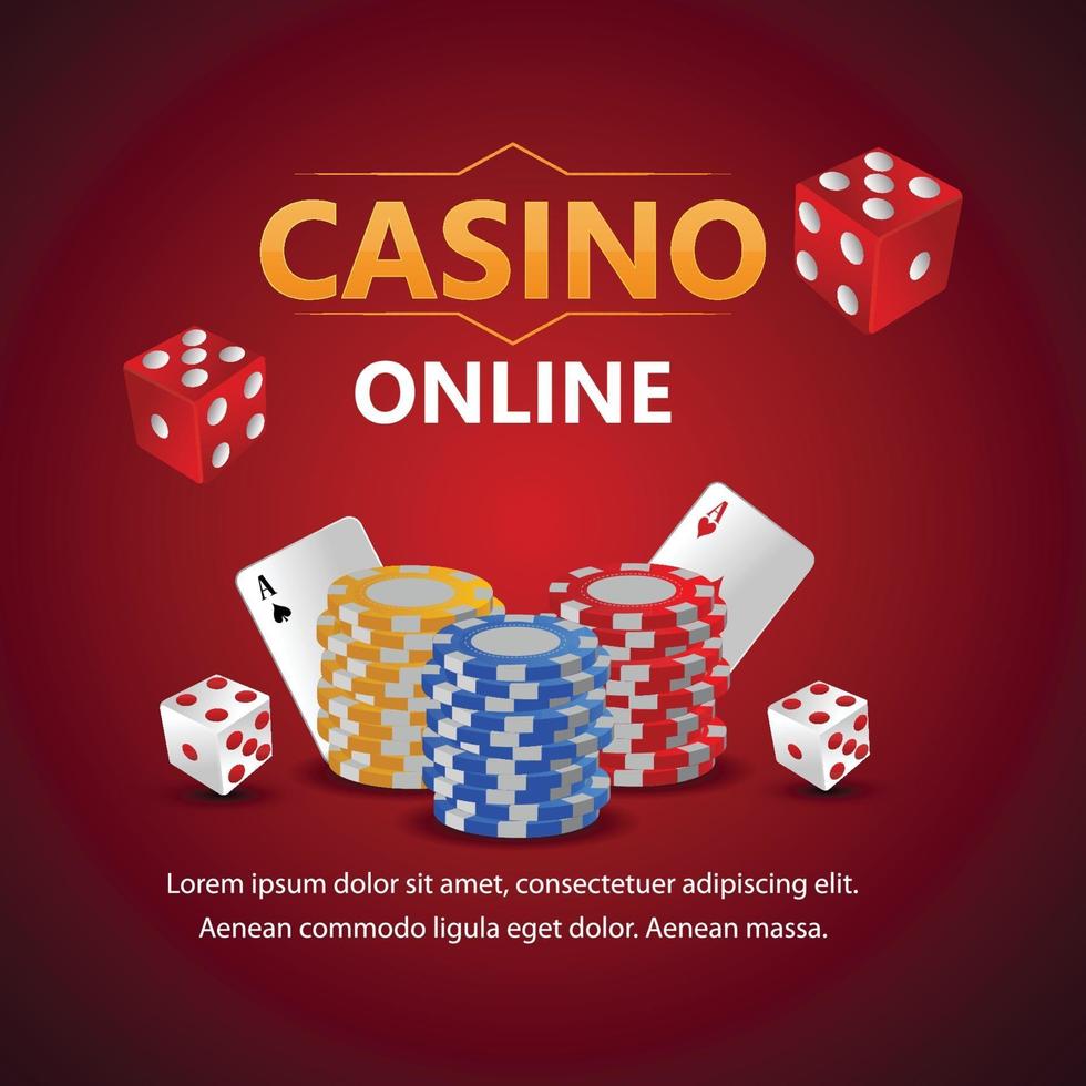 casino online gokspel met speelkaarten en casinofiche vector