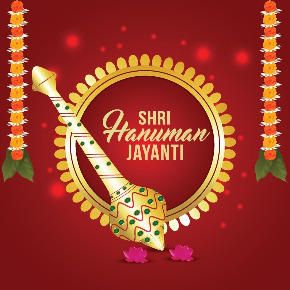 Hanuman Jayanti-illustratie met Lord Hanuman-wapen vector