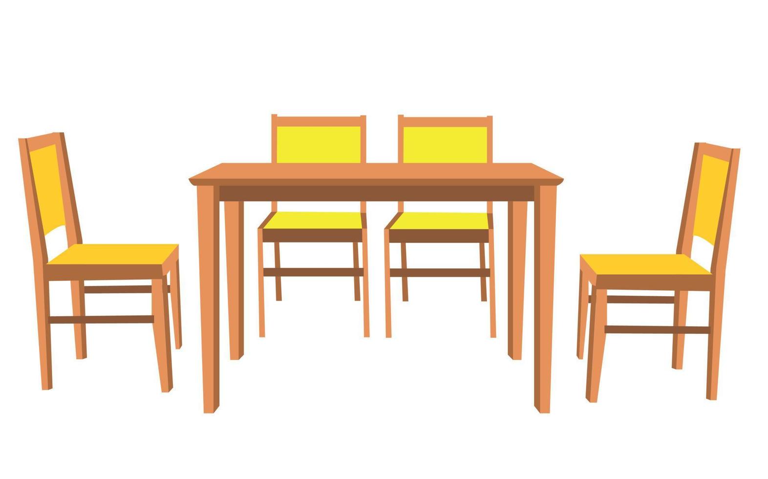 een reeks van stoelen en een tafel met vier stoelen. vector