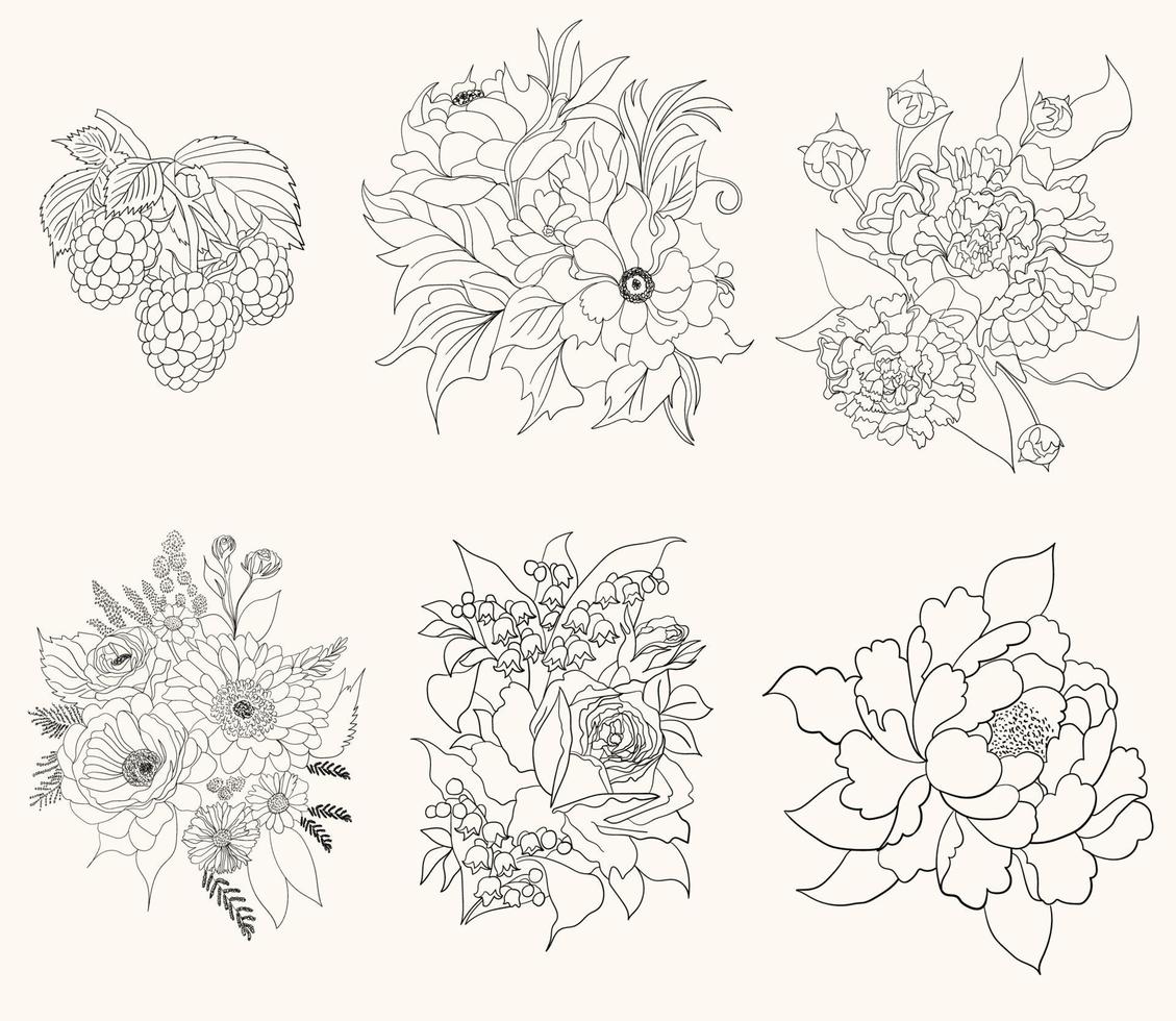 reeks van verschillend bloem linnen Aan wit achtergrond. vector