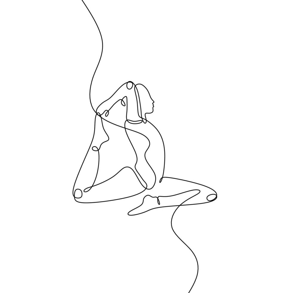 doorlopende lijntekening koning duif yoga concept. hand getekend minimalistisch ontwerp vectorillustratie op witte achtergrond. vector