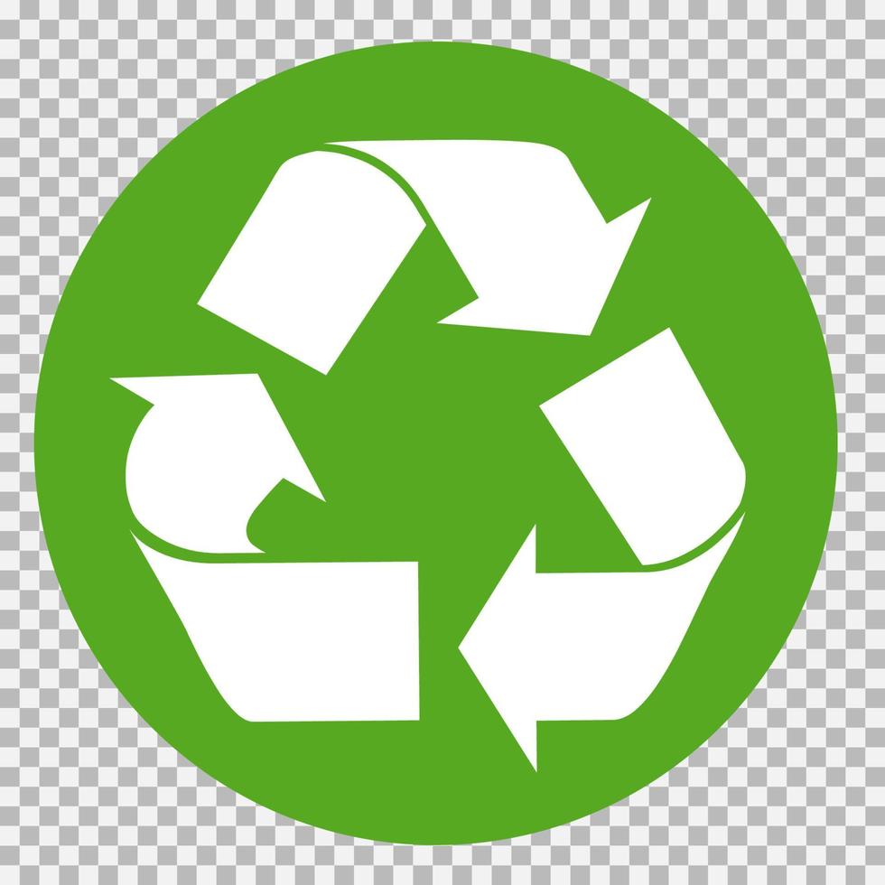 de universeel recycling symbool. Internationale symbool gebruikt Aan verpakking naar herinneren mensen naar weggooien van het in een bak in plaats daarvan van zwerfafval. vector illustratie.