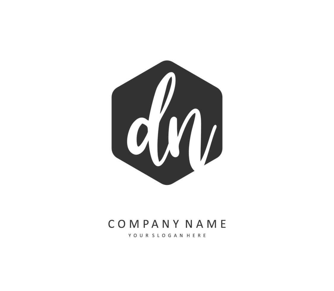 d n dn eerste brief handschrift en handtekening logo. een concept handschrift eerste logo met sjabloon element. vector