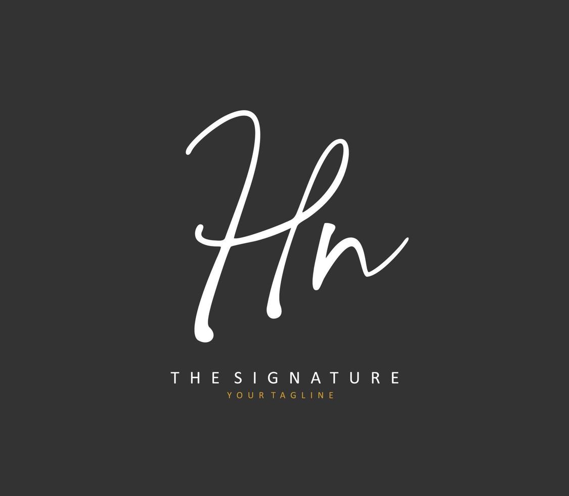 h n hn eerste brief handschrift en handtekening logo. een concept handschrift eerste logo met sjabloon element. vector