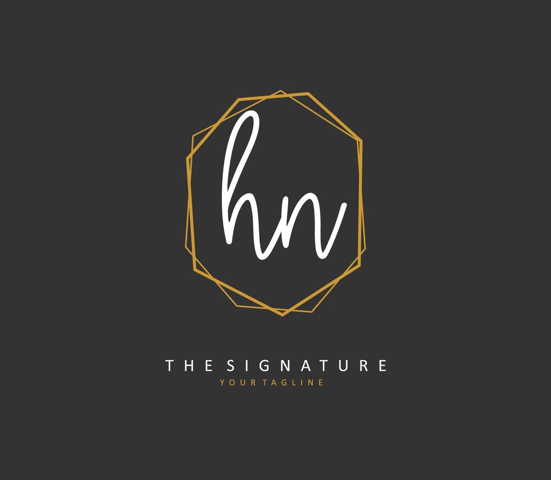 h n hn eerste brief handschrift en handtekening logo. een concept handschrift eerste logo met sjabloon element. vector