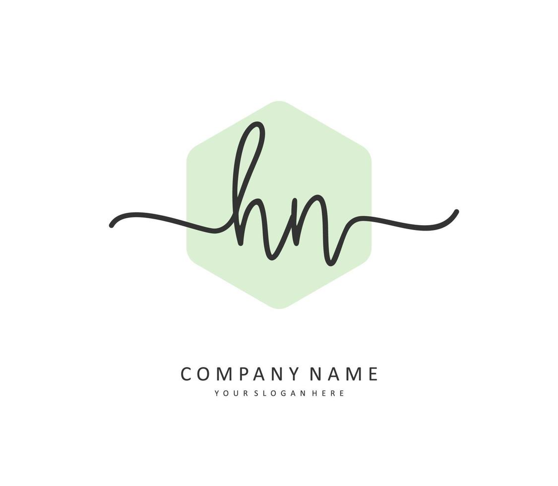 h n hn eerste brief handschrift en handtekening logo. een concept handschrift eerste logo met sjabloon element. vector