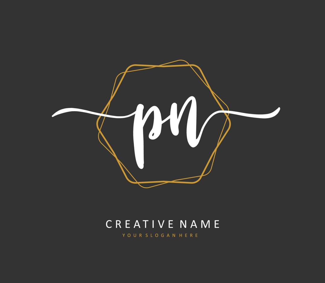 p n pn eerste brief handschrift en handtekening logo. een concept handschrift eerste logo met sjabloon element. vector