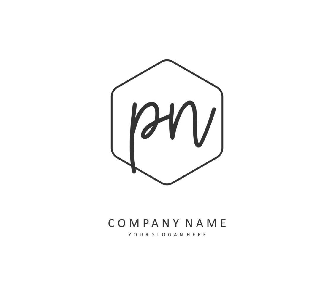 p n pn eerste brief handschrift en handtekening logo. een concept handschrift eerste logo met sjabloon element. vector