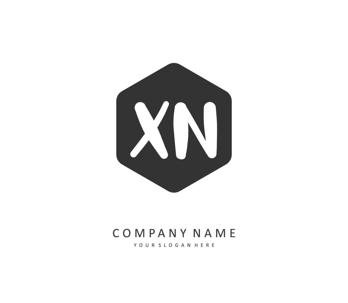 X n xn eerste brief handschrift en handtekening logo. een concept handschrift eerste logo met sjabloon element. vector