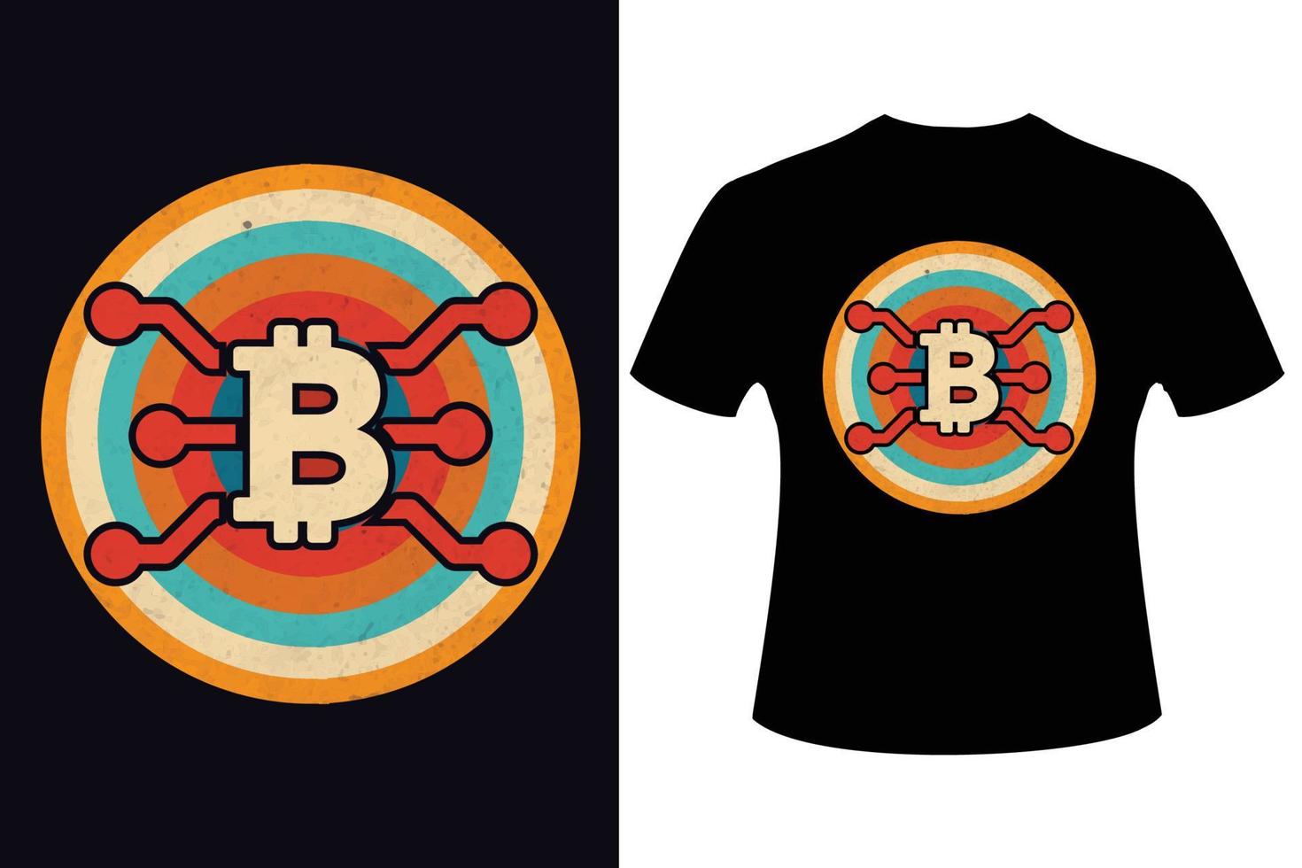 retro crypto bitcoin t-shirt ontwerp bitcoin t overhemd ontwerp vector
