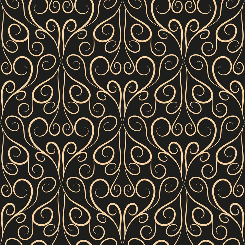 naadloos patroon, gouden lineair patroon, monogram Aan een donker achtergrond. ontwerp voor banier, brochure, afdrukken, poster, behang, kleding stof. abstract geometrie. vector