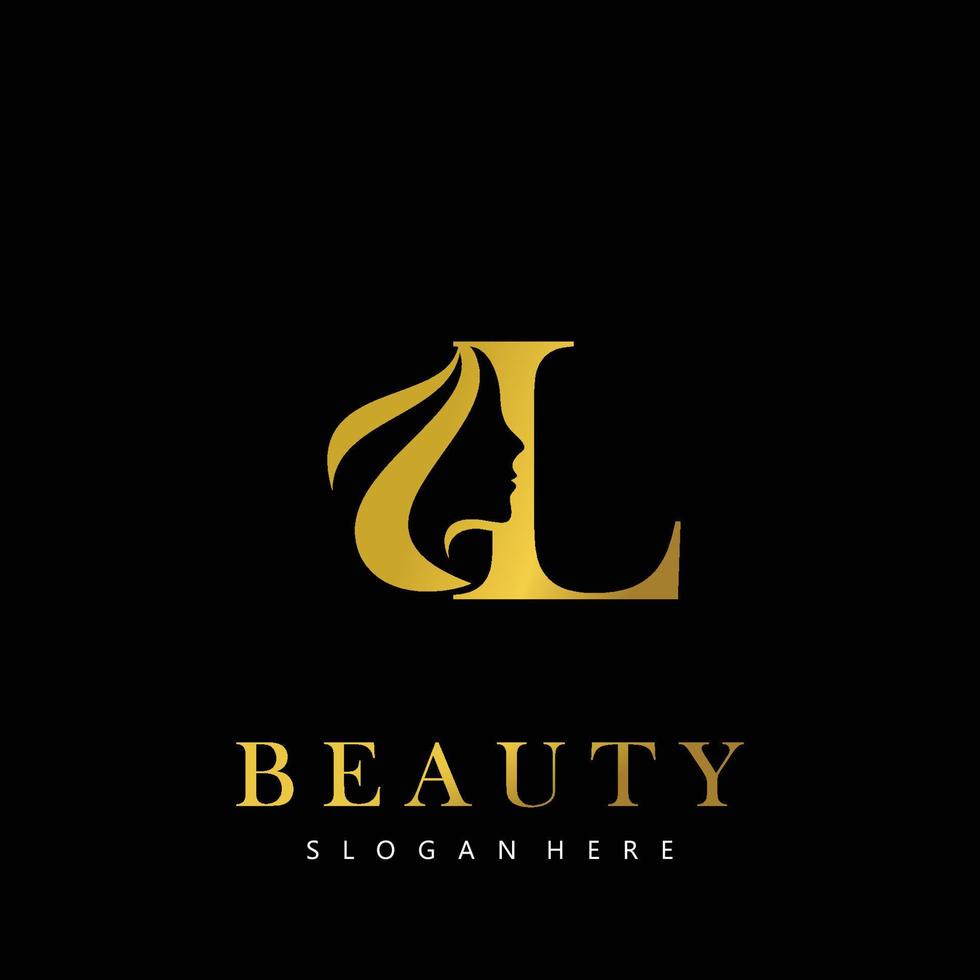 brief l elegantie luxe schoonheid goud kleur vrouwen mode logo vector