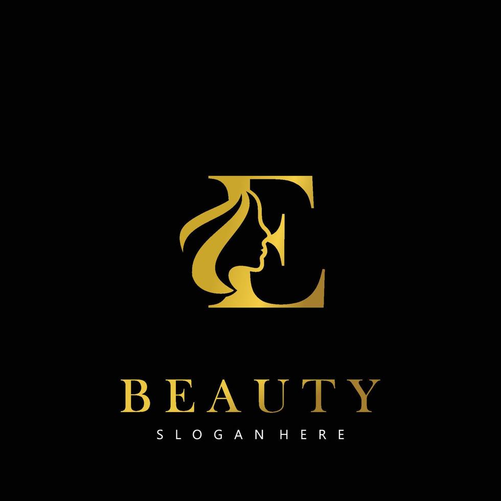 brief e elegantie luxe schoonheid goud kleur vrouwen mode logo vector