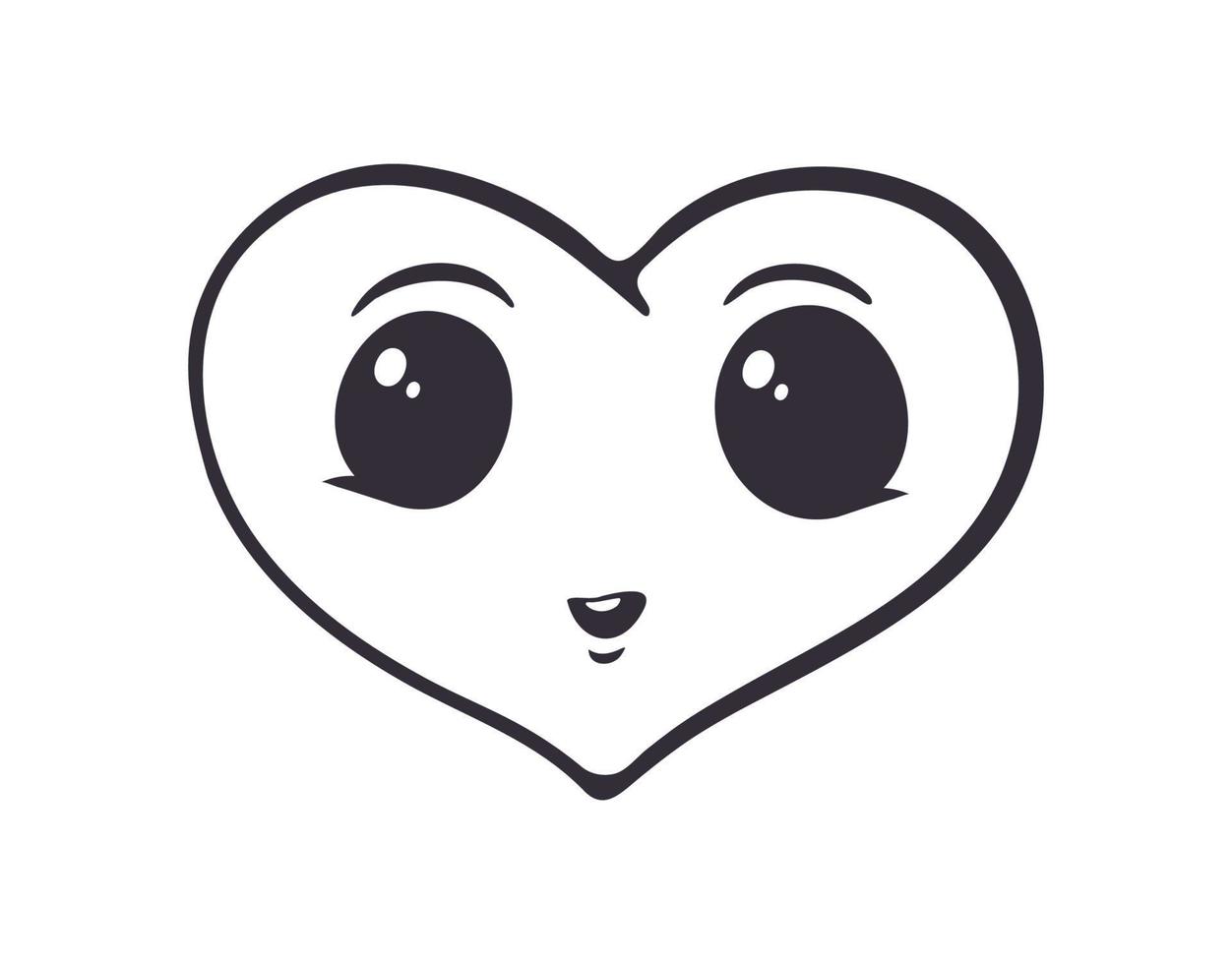 schets tekening van gelukkig hart met ogen vector