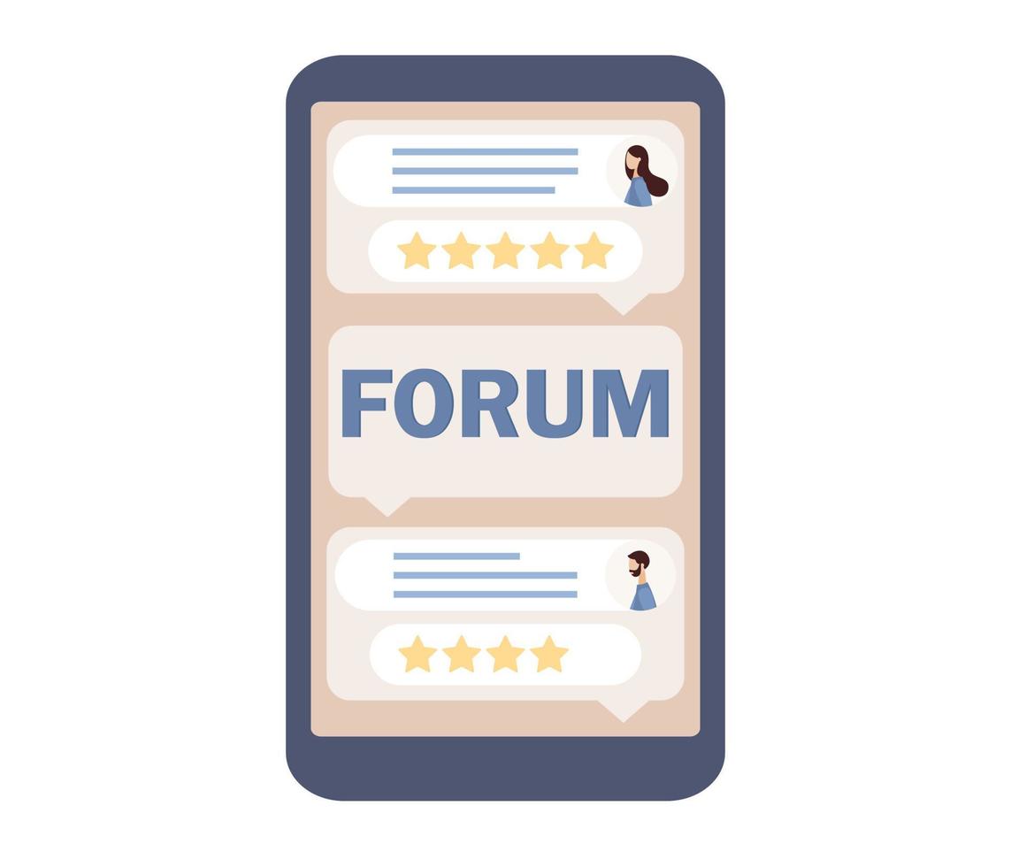 online forum in smartphone app icoon. communicatie, dialoog, internet chatten, sociaal media, netwerken, groep gemeenschap. vector vlak illustratie