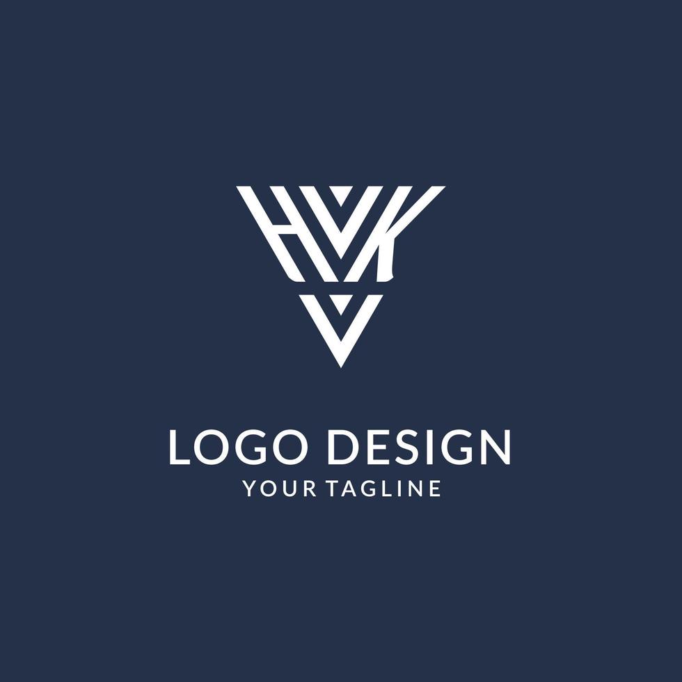 hk driehoek monogram logo ontwerp ideeën, creatief eerste brief logo met driehoekig vorm logo vector