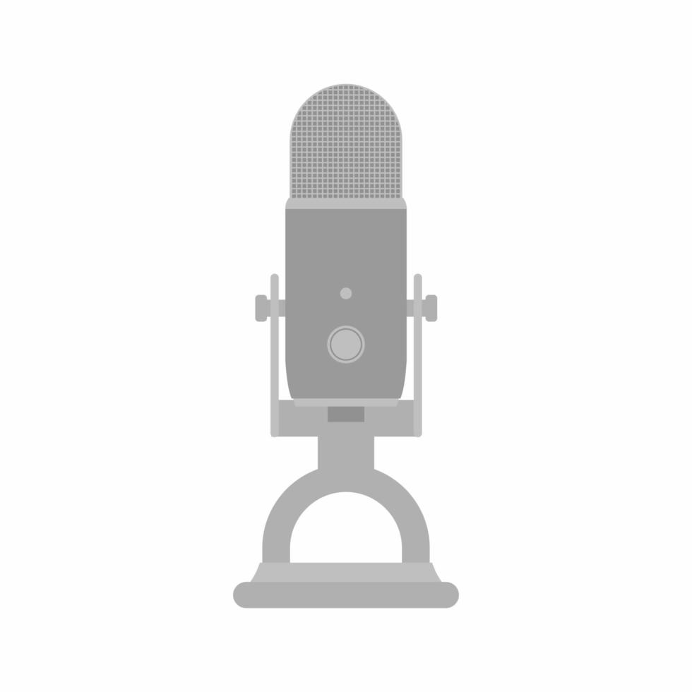 podcast radio pictogram illustratie. blauwe yeti microfoon record studio-apparaten. nieuws, radio- en televisie-uitzendingen geïsoleerd ontwerpelement. podcast-, media- en entertainmentthema vector
