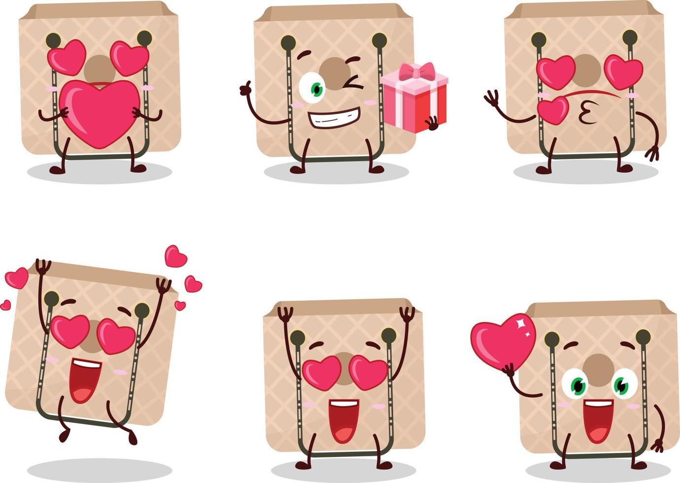 Dames draagdoek zak tekenfilm karakter met liefde schattig emoticon vector