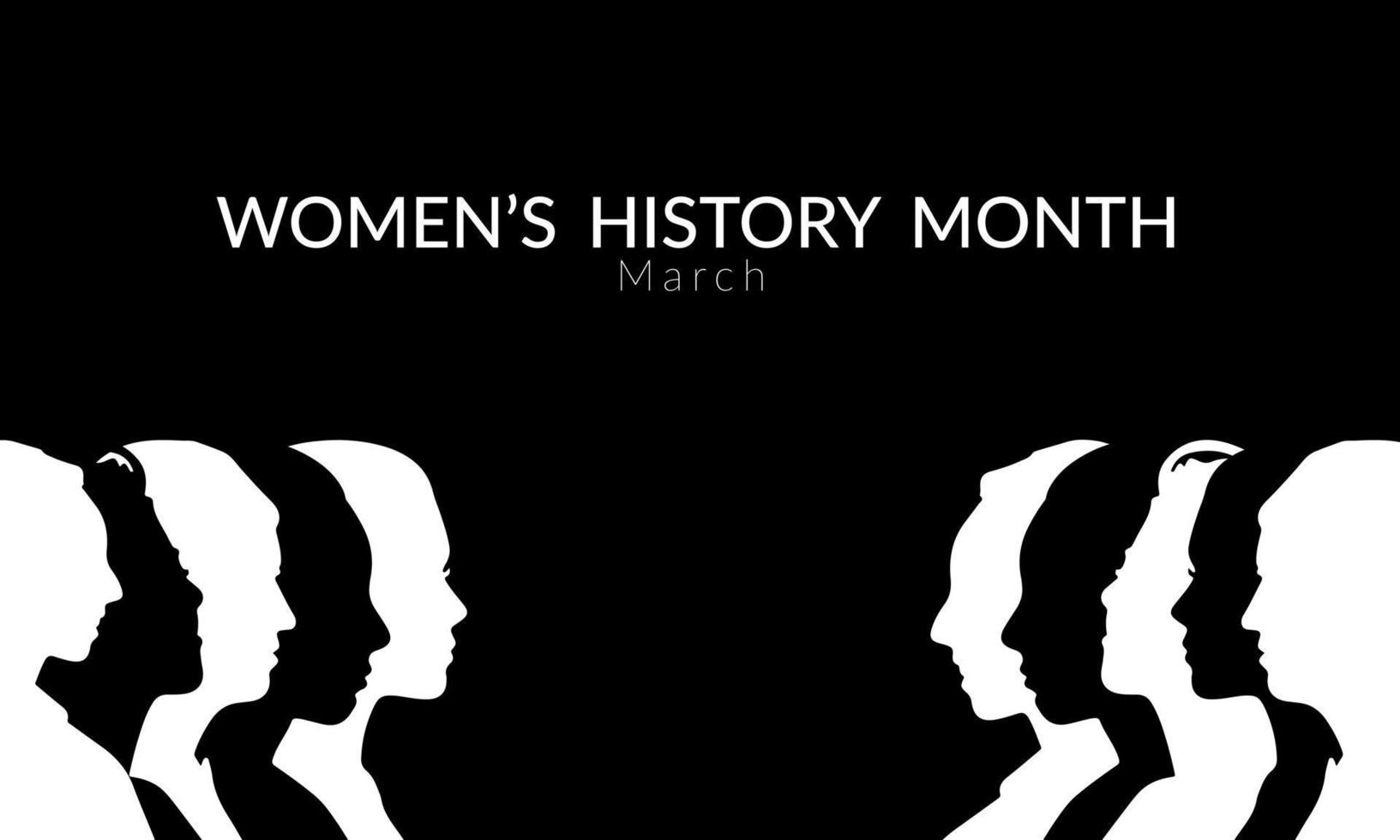 vrouwen geschiedenis maand banier in zwart en wit kleur vector