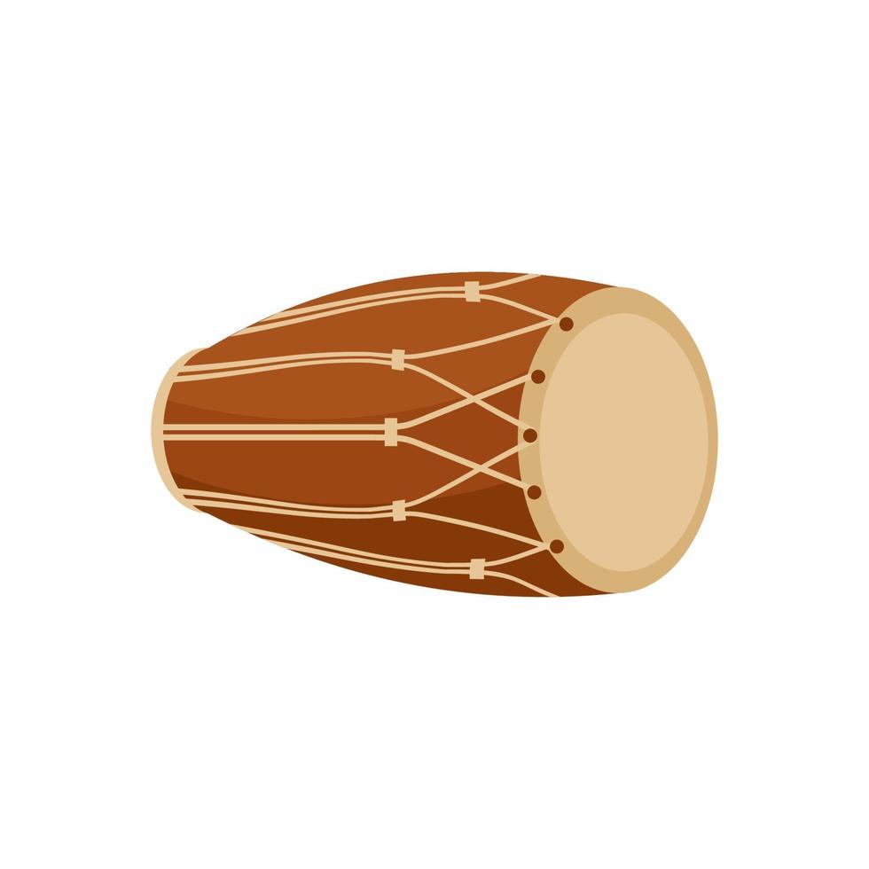 traditionele drums, ook wel bekend als kendang of gendang. trommel gebruikt door volkeren uit de Indonesische archipel. Indonesisch percussie-instrument geïsoleerd op een witte achtergrond. cartoon platte vectorillustratie vector