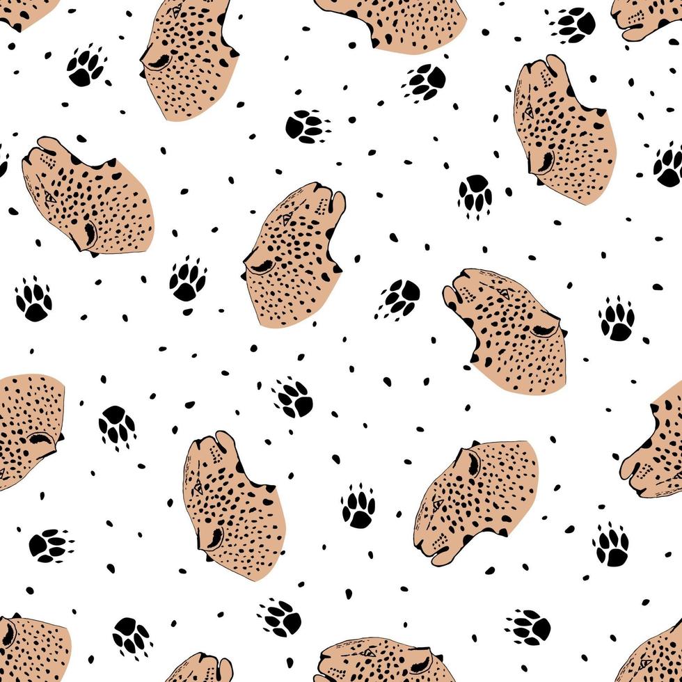 naadloze patroon met luipaardkop vector