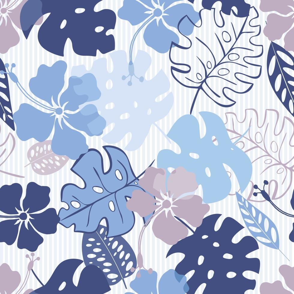 naadloze patroon met tropische bloemen en bladeren. print voor stof- en elementontwerp. vector