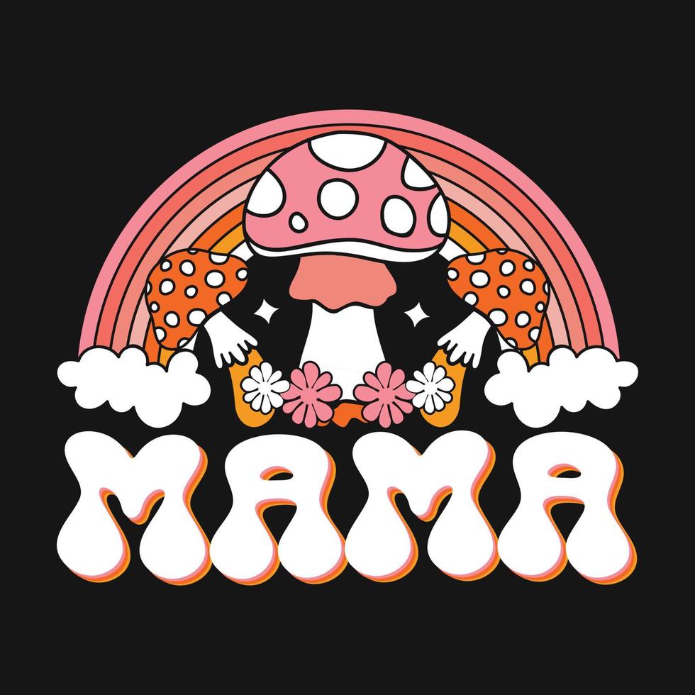 paddestoel madeliefje regenboog mama vector t-shirt ontwerp