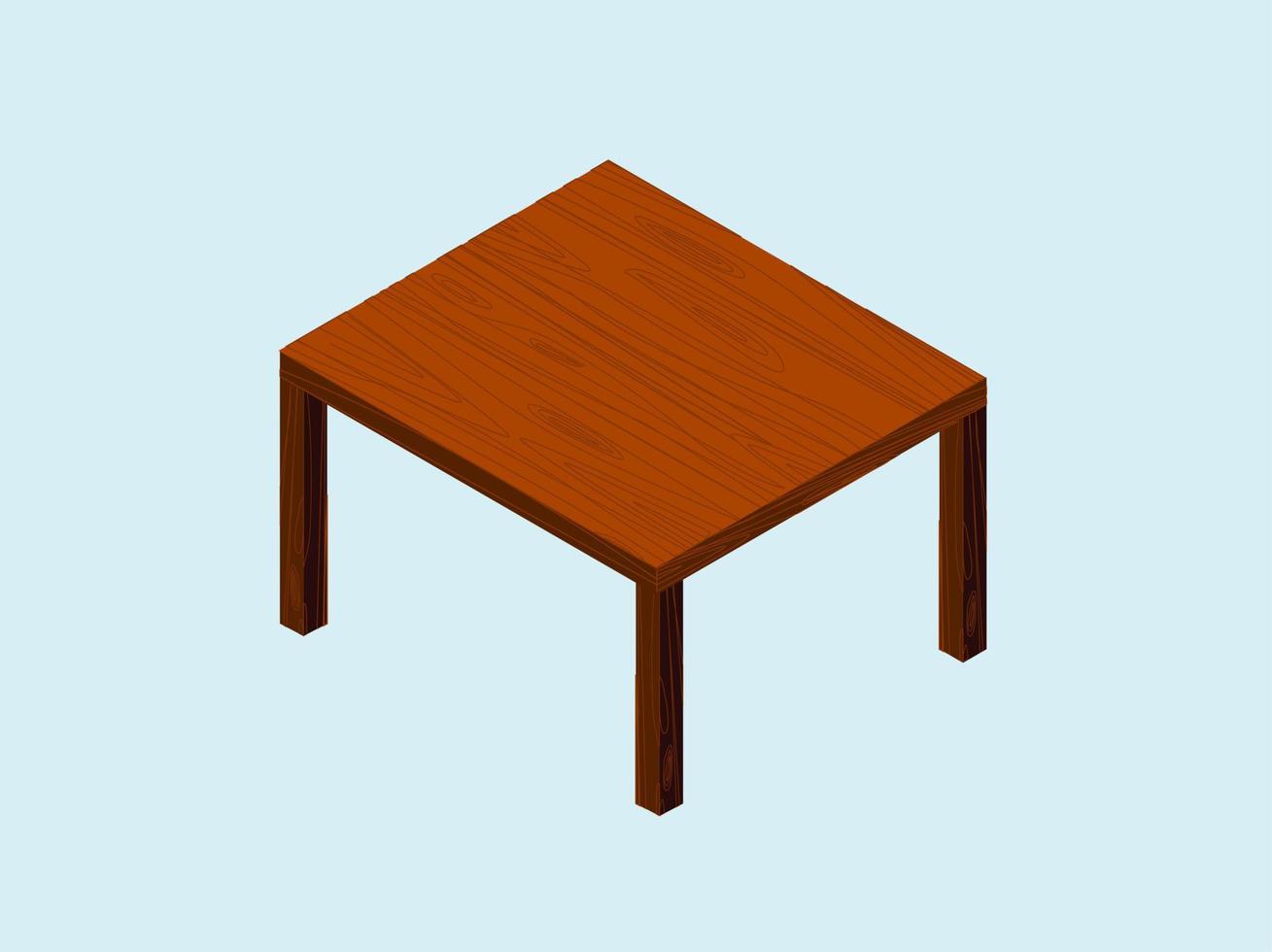isometrische houten tafel. binnen- meubilair vector illustratie vlak ontwerp