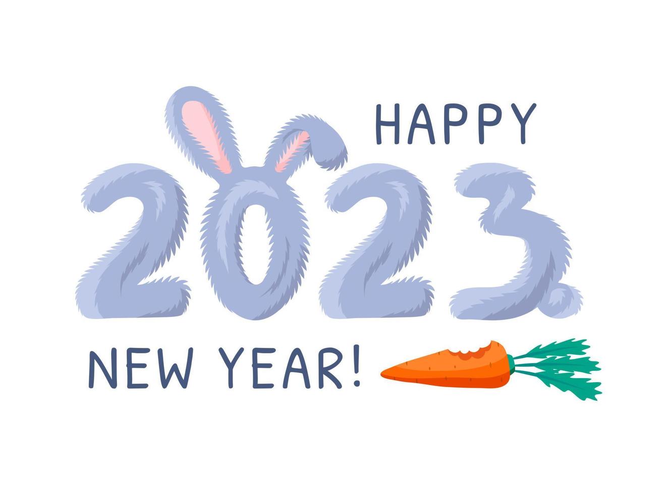 tekenfilm kleur gelukkig nieuw jaar 2023 concept poster kaart uitnodiging. vector