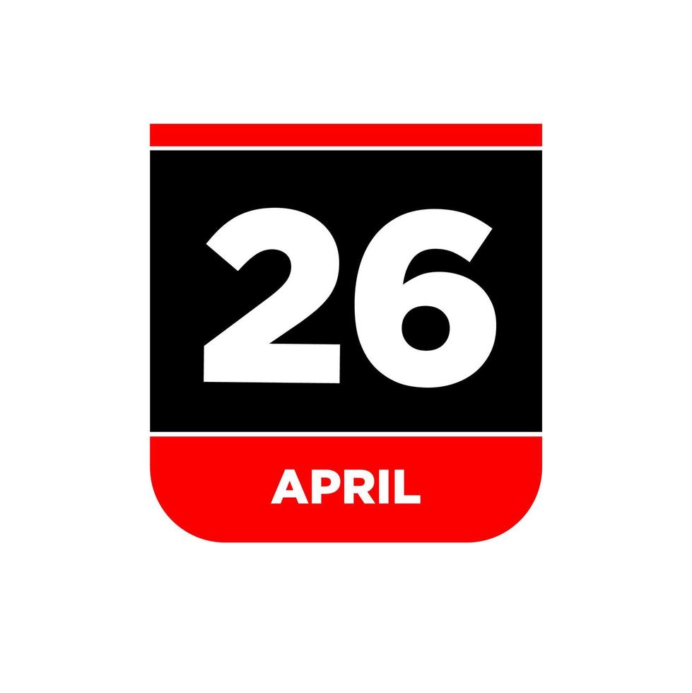 26e april kalender bladzijde icoon. 26 apr dag. vector