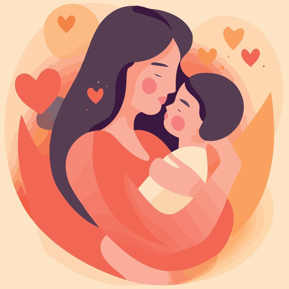 moeders dag vrouw Holding baby met liefde vector