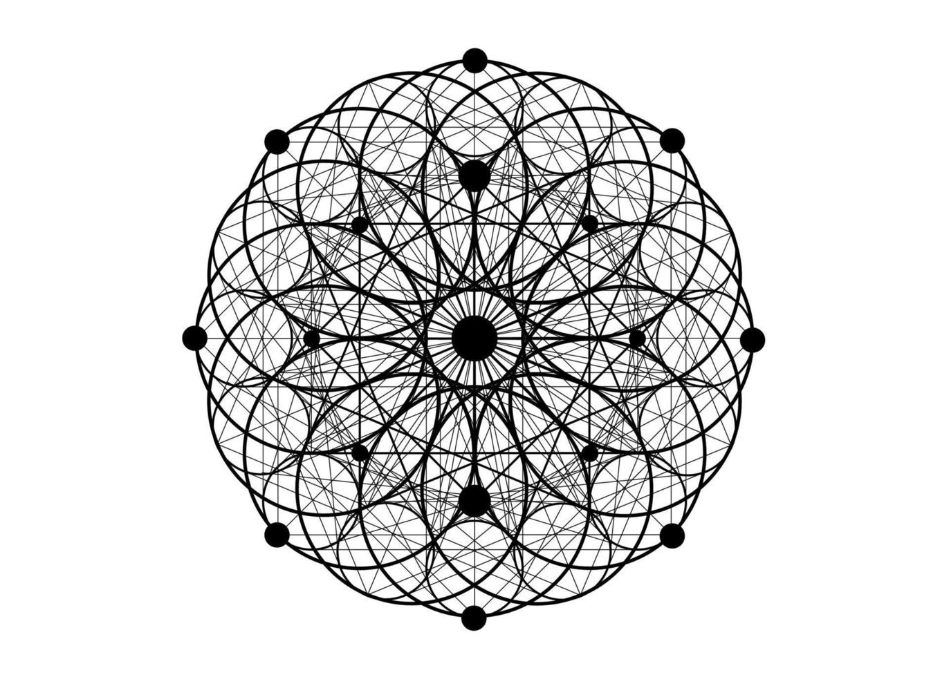 zaad van leven symbool heilig geometrie. logo icoon meetkundig mysticus mandala van alchimie esoterisch bloem van leven. heilig drie-eenheid teken vector zwart tatoeëren goddelijk meditatief amulet geïsoleerd Aan wit achtergrond