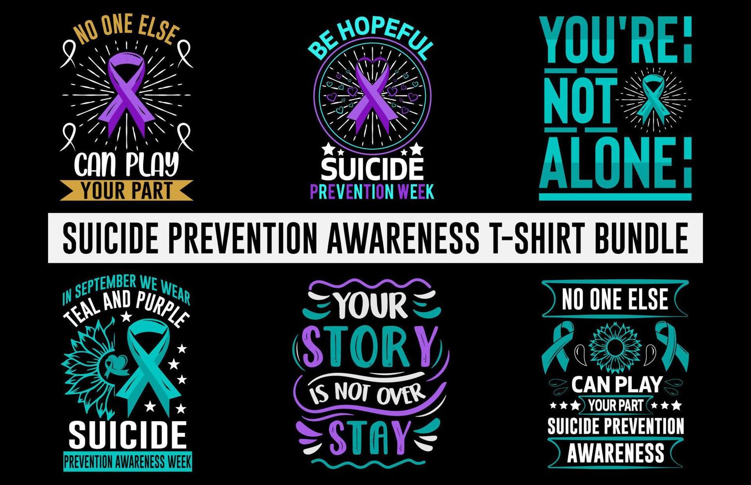 zelfmoord bewustzijn t overhemd bundel, zelfmoord vector t overhemd ontwerp set, zelfmoord bewustzijn typografie t-shirt ontwerp, bewustzijn