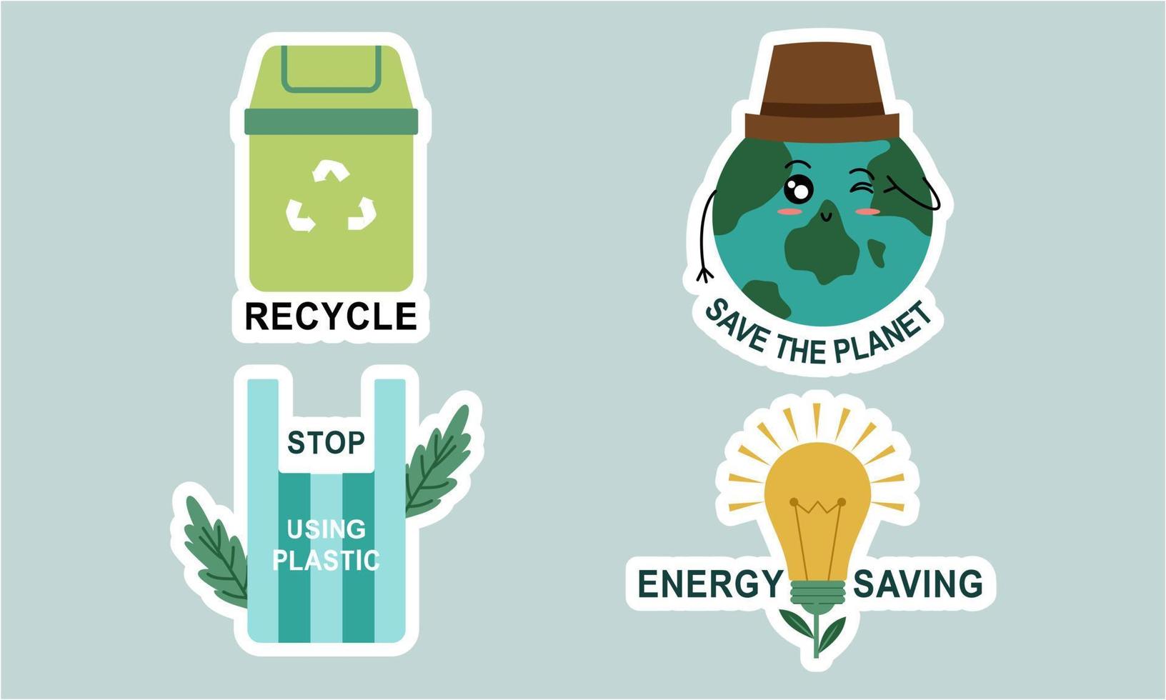 vlak ontwerp ecologie badges pak vector