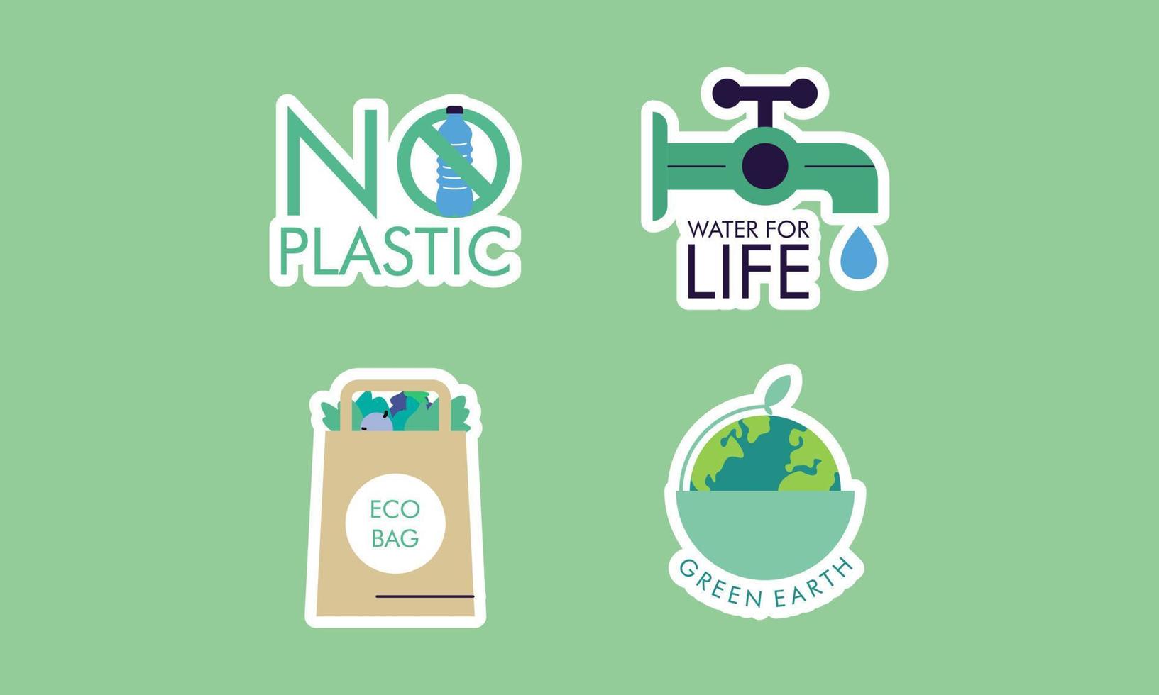 vlak ontwerp ecologie badges pak vector