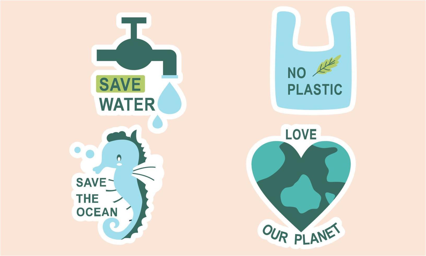 vlak ontwerp ecologie badges pak vector